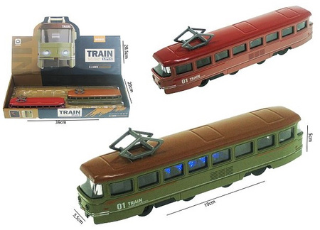 TRAMWAJ METALOWY CABLE CAR Z NAPĘDEM ŚW.DŹW. 3KOLORY *12BOX