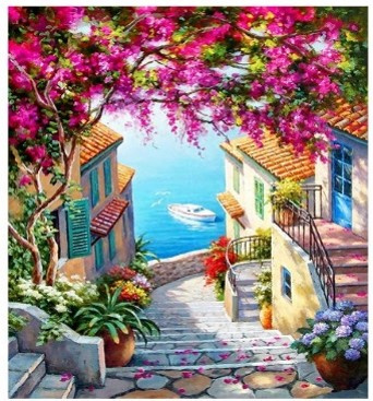 DIAMENTOWA MOZAIKA SCHODY NAD MORZE 30X 40 CM